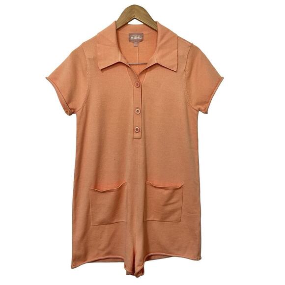 Show Me Your Mumu Gio Sweater Romper Size S Cantalope Knit Coastal Festival - Picture 2 of 9